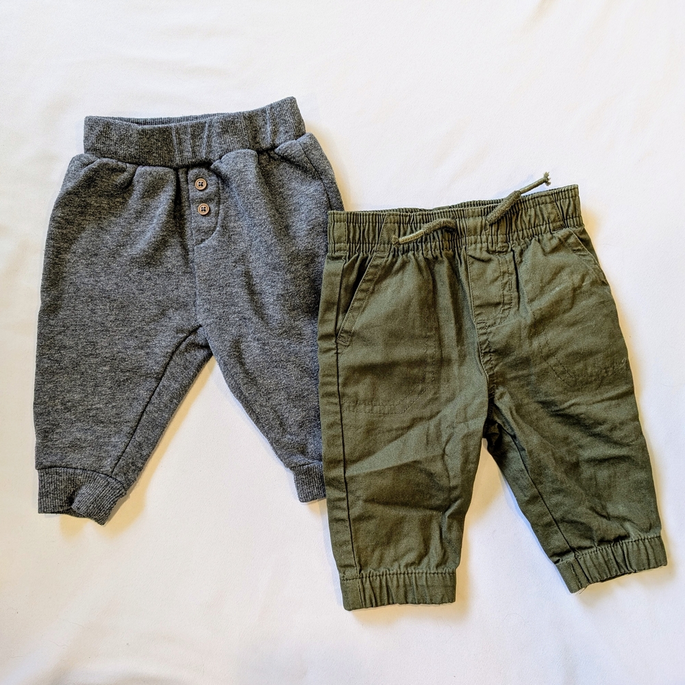 Kids Gray and Green Bottoms Set